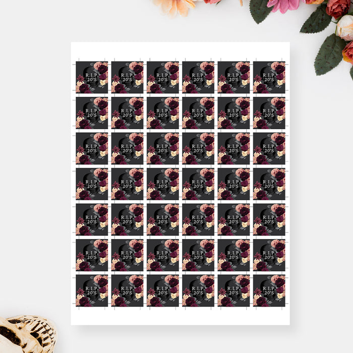 RIP 20s Floral Little Stickers Template with Skull and Flowers