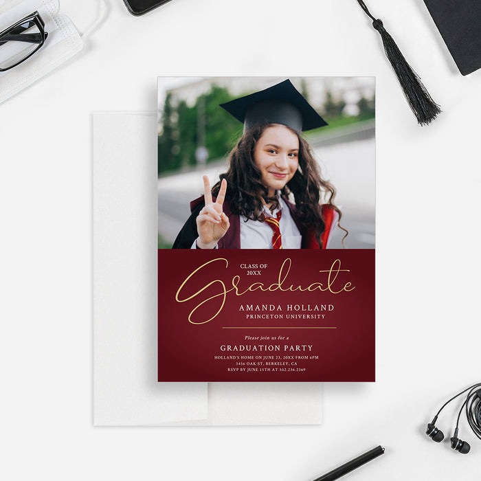 Graduation Party Invitation Digital Download, Graduation Announcement with Photo Template, Photo Graduation Invite, College Graduation Evite