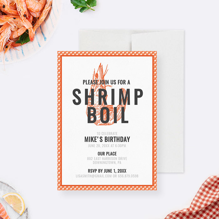 Shrimp Boil Editable Invitation Template, 21st 30th 40th 50th Birthday Lunch Invites Digital Download, Seafood Boil Invitation, Prawn Dinner
