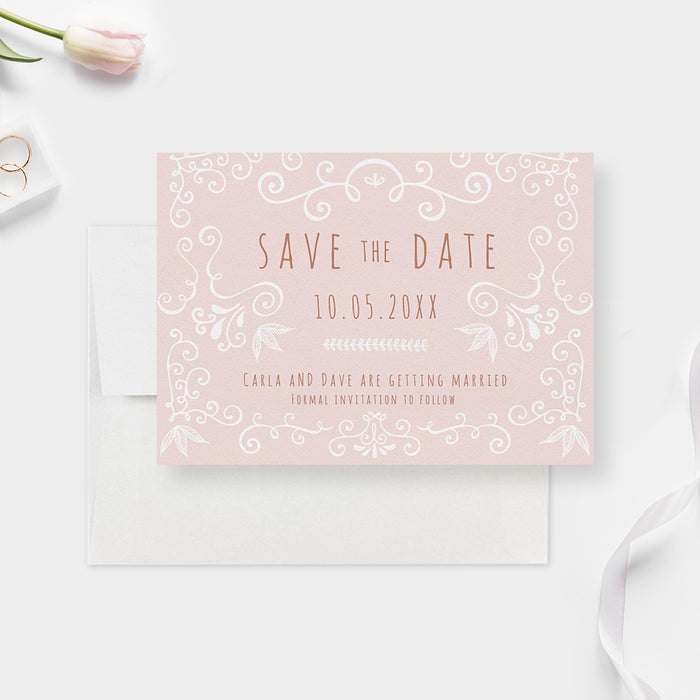 Personalized Save the Date Card Digital Download, Hand Drawn Floral Save Our Date Invites, Wedding Save the Date Evite, Birthday Save the Date Card