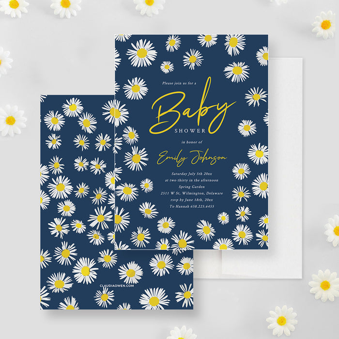 Daisy Flower Baby Shower Invitation Template, Personalized Floral Bridal Shower Digital Download Invites, Spring Birthday Garden Party Invites, Hello Summer