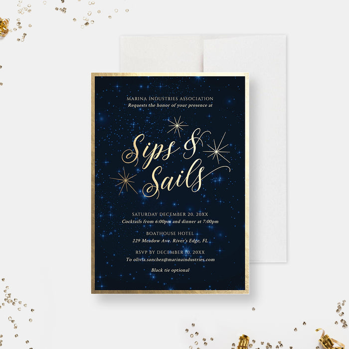 Sips and Sails Template, Nautical Invites Printable Digital Download, Night Sky Instant Download Invite Celestial Invitation