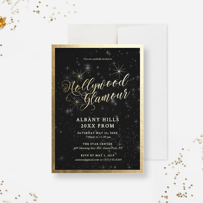 Hollywood Glamour Party Invitation Editable Template, Prom Invites Starry Night Sky Digital Download, Teen Birthday Party, Sweet 16