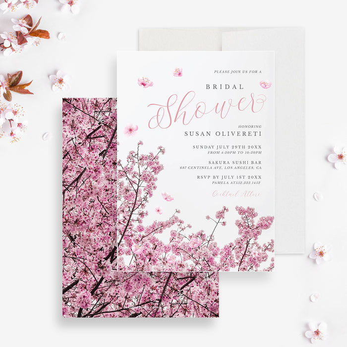 Cherry Blossom Bridal Shower Invitation Template, Cherry Blossom Wedding Invitation Instant Download, Sakura Blossom Spring Baby Shower Invites, Floral Baby Shower Card