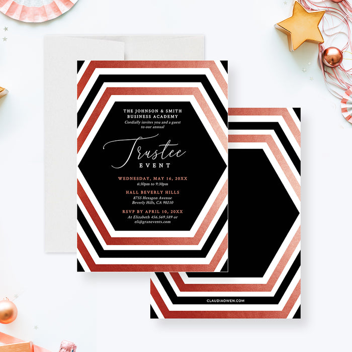 Trustee Event Invitation Instant Download, Annual Gala Party Invites Digital Download, Corporate Business Banquet Party, Black and Rose Gold Professional Event Invitation