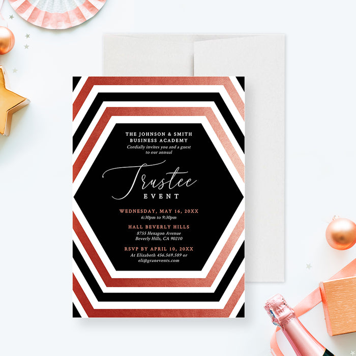 Trustee Event Invitation Instant Download, Annual Gala Party Invites Digital Download, Corporate Business Banquet Party, Black and Rose Gold Professional Event Invitation