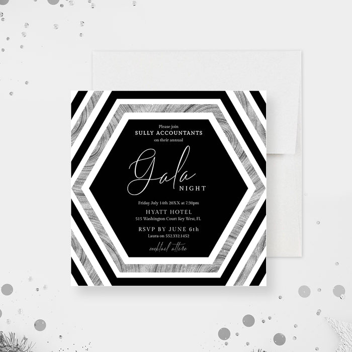 Gala Night Invitation Editable Template, Corporate Event Digital Download Invites, Charity Ball Business Printable Invite, Silver and Black Work Anniversary Party, Elegant Retirement Party