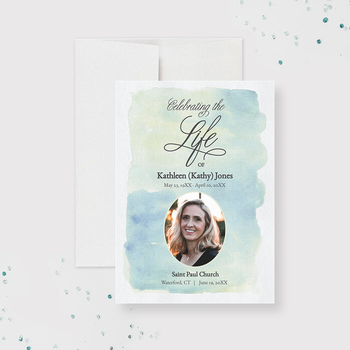 Memorial Service With Photo, Funeral Program Template for Woman, Celebration of Life Digital Download, Obituary Template