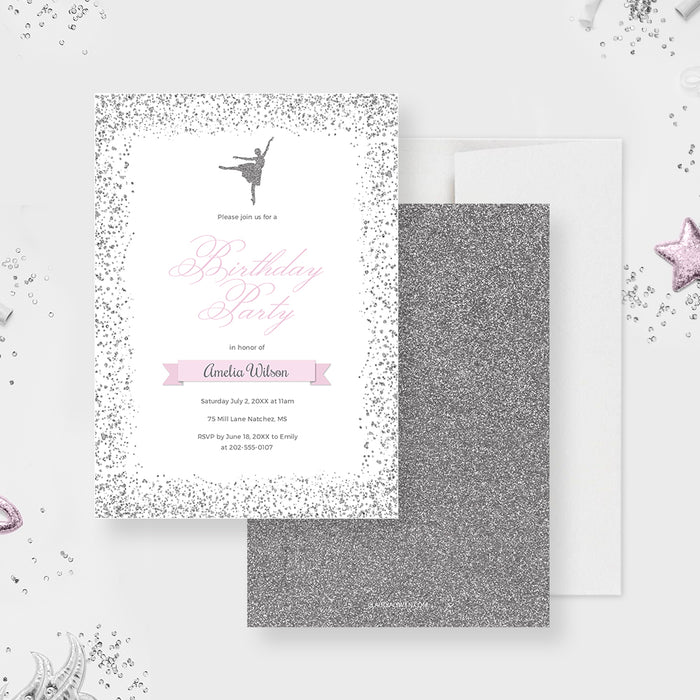 Ballerina Birthday Party Invitation Template, Dance and Twirl Ballet Dancer Party Invites Digital Download, Tutu Invitation, Dance Birthday Invitation for Girls, Dancing Girl Birthday