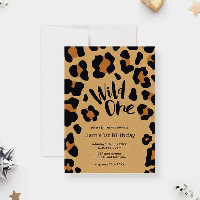 Wild One Birthday Party Invitation Template, Babys 1st Birthday Printable Digital Download, Baby First Birthday Party