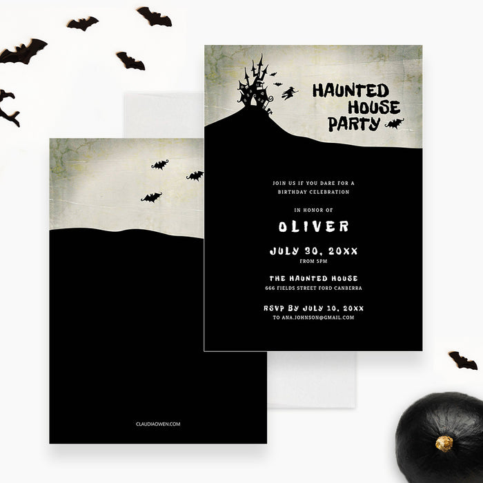 Haunted House Halloween Party Invitation Template, Costume Halloween B