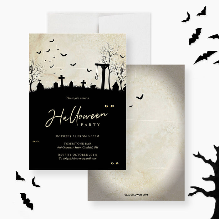Halloween Cemetery Party Invitation Template, Halloween Spooky Graveyard Invitation Digital Download, Adult Halloween Party Invites, Spooktacular Halloween Birthday