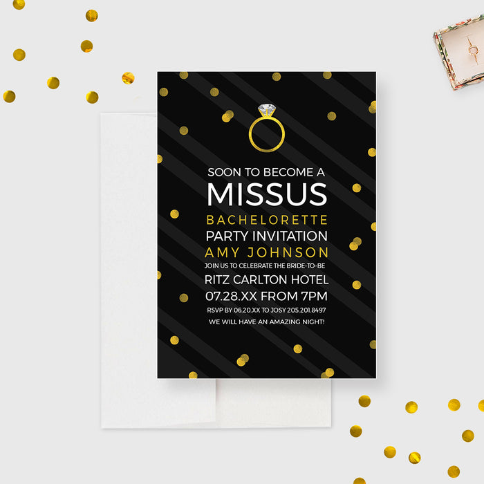 Soon To Become a Missus Bachelorette Party Invitation Template, Bridal Shower Invites Digital Download, Hens Night Party, Bachelorette Weekend, Diamond Ring Engagement Party