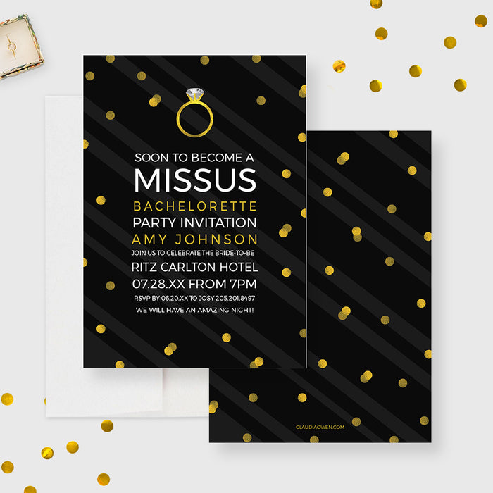 Soon To Become a Missus Bachelorette Party Invitation Template, Bridal Shower Invites Digital Download, Hens Night Party, Bachelorette Weekend, Diamond Ring Engagement Party