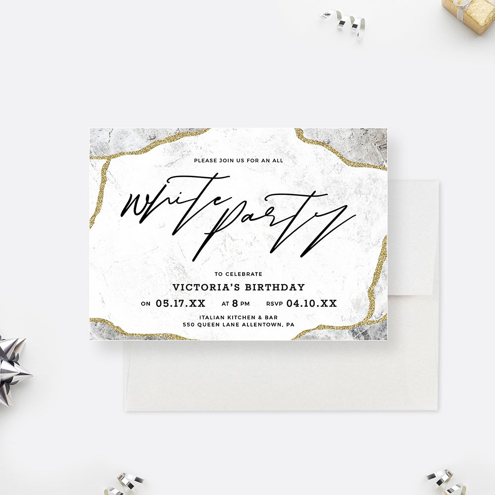 White Themed Party Invitation Template, All White Affair Digital Downl