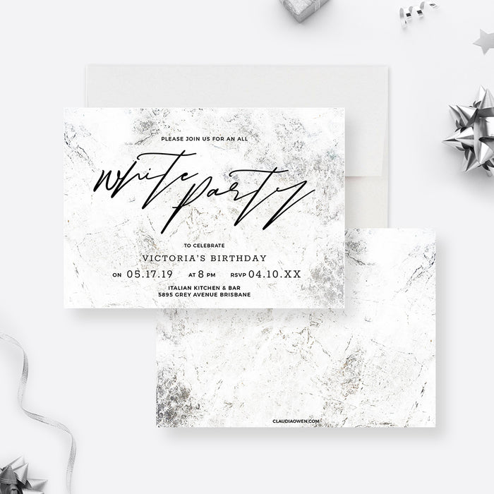 White Party Invitation Template, White Themed Invitations All White Affair, White Invites Printable Digital Download