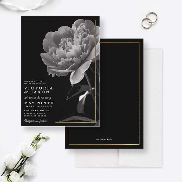 Peony Wedding Invitation Suite Editable Template, Spring Wedding Bundle Digital Download, Printable Summer Floral Botanical Bridal Shower