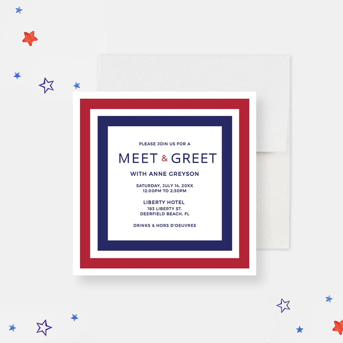 Meet & Greet Invitation Digital Download, Appreciation Dinner Invites Template, 4th of July Invitation, Personalized Business Work Party Invitation , Red White and Blue Invites