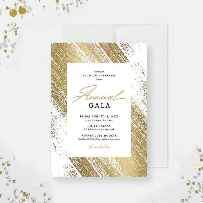 Annual Gala White and Gold Invitation Template, Staff Appreciation Dinner Invites Digital Download, Corporate Banquet Invitations, Formal Company Party Electronic Invitation