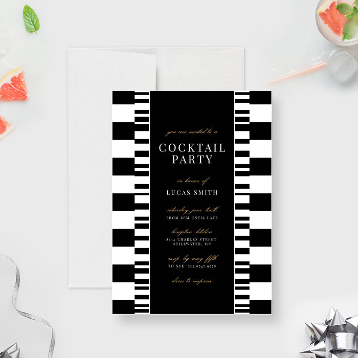 Cocktail Party Invitation Template, Company Dinner Invitation, Business Event Digital Download, Black and White Party Invites, 21st 30th 40th 50th Birthday Invites