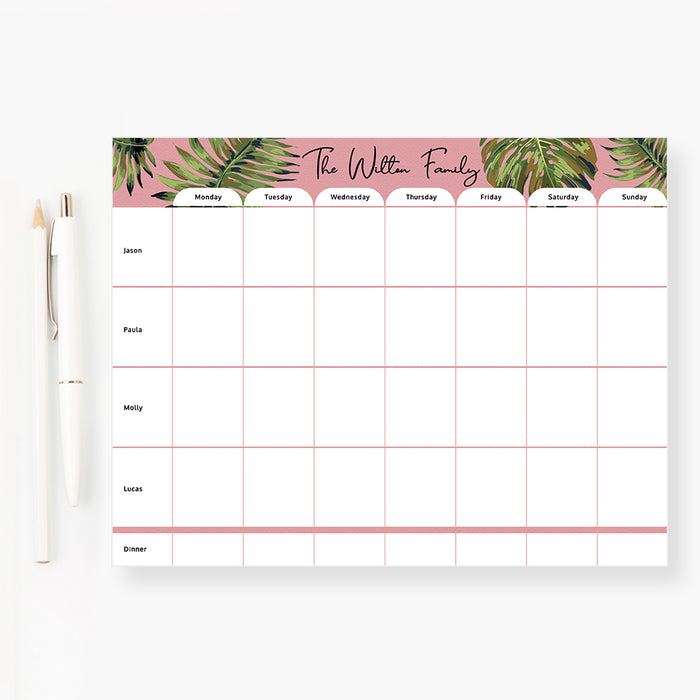 Personalized Family Weekly Planner Editable Template, To Do List Digital Download, Tropical and Modern Kitchen Organiser, Weekly Schedule
