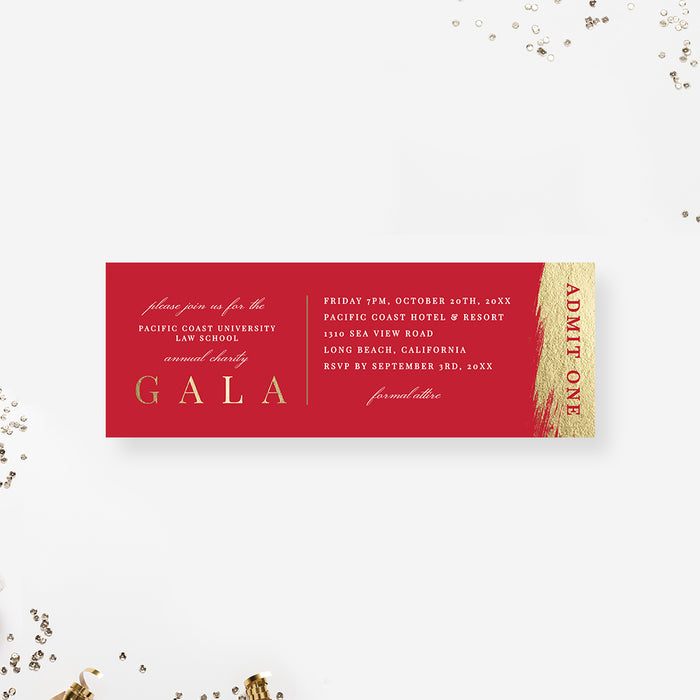 Elegant Gala Invitation Set in Red and Gold, Company Party Invites, Business Fundraiser, Business Welcome Sign, Event Ticket, Printable Letterhead, Event Sponsorship Package