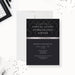 Black damask corporate client appreciation dinner invitation template with gray accent and custom event details-front