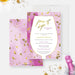 Candle making party invite with pink watercolor and gold accents