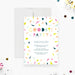 Colorful goodbye party invitation template with geometric confetti and personalized farewell celebration details-front