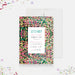colorful tropical birthday party invitation template with vibrant abstract border, party lettering, and editable birthday celebration details-front