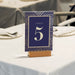 Corporate gala table number digital card with elegant gold navy geometric design