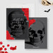 Death to Her 20s party invitation with gothic skull and red roses design-front-back