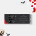 Death to Her 20s ticket invitation with gothic skull and red roses design