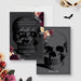 Death to My Twenties birthday invitation with a black skull, burgundy flowers and charcoal background-front-back