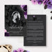 Death to My Youth obituary template with photo, purple flowers, gothic skull background, and funeral for my youth party theme