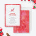Digital holiday invitation featuring a red watercolor border, deer illustration, and modern minimalist text for a Deer Friends themed Christmas brunch event.