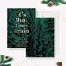 Digital holiday party invitation featuring green forest background and modern typography for Christmas or winter celebrations