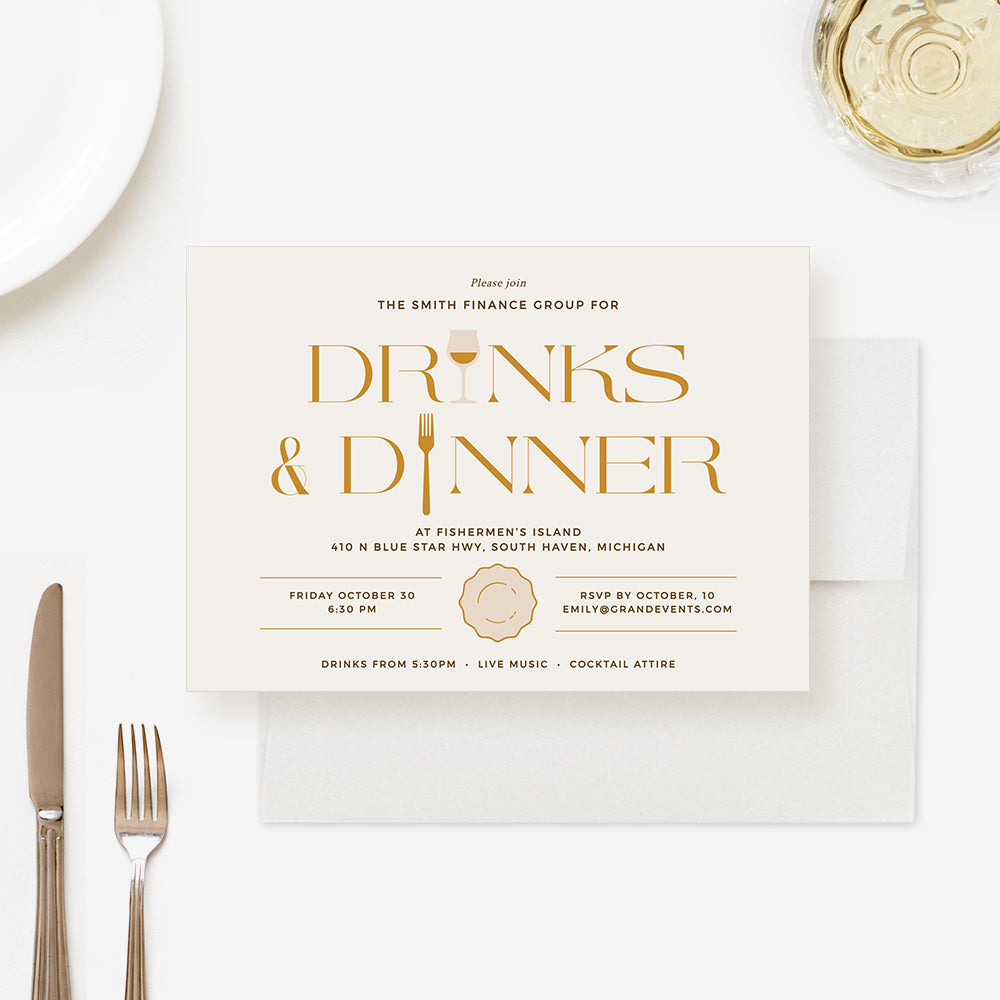Dinner Drinks Invitation Digital Template Corporate Event