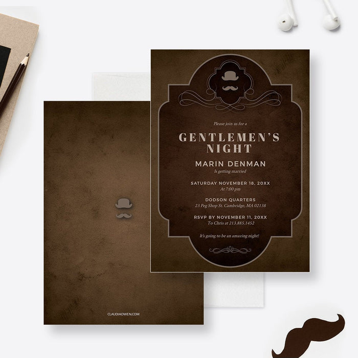 Bachelor Party Invitation Edit Yourself Template, Gentlemen's Night Invites Digital Download Birthday Invitation For Men, Masculine Design