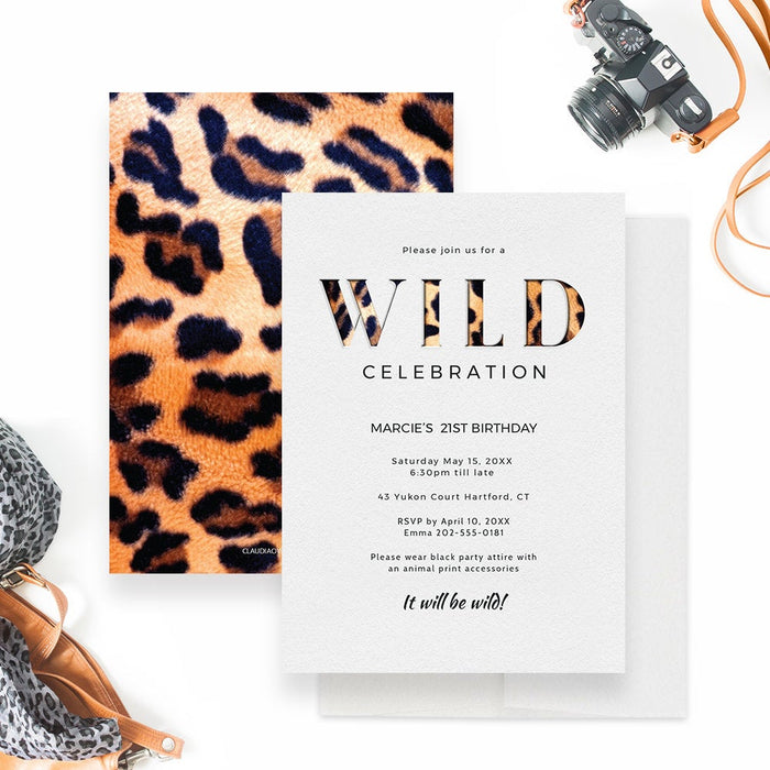 Wild Celebration Edit Yourself Template, Leopard Animal Print Wild 21st 30th 40th Birthday Bachelorette Printable Party Digital Download