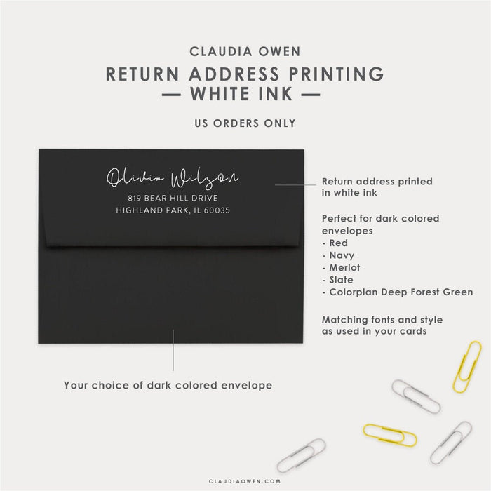 Return Address Printed on The Flap of Your Envelopes in White Ink, Personalized Envelopes With Your Name and Address