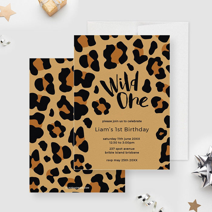 Wild One Birthday Party Invitation Set Edit Yourself Template, Baby&#39;s 1st Birthday Printable Digital Download, Thank You Note and Place Card