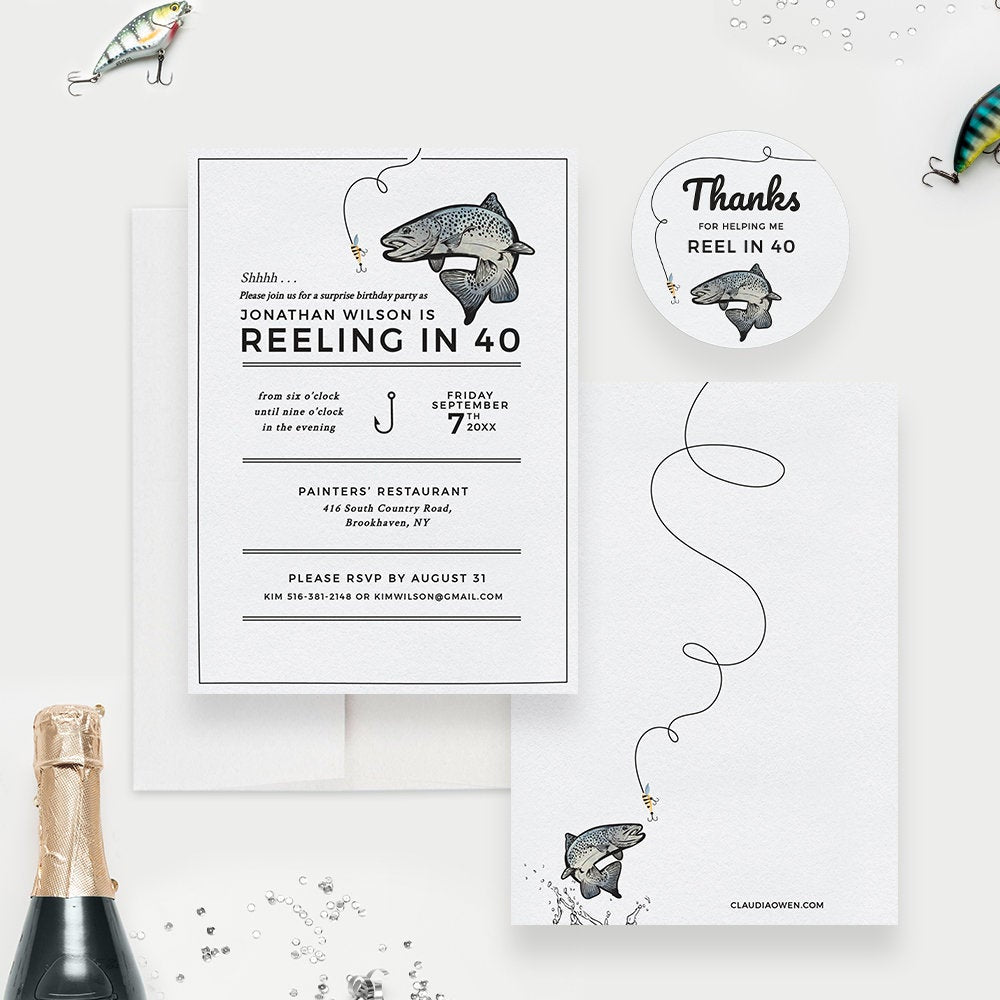 Fishing Mens Birthday Party Invitation Edit Yourself Template, Fisherm —  Claudia Owen