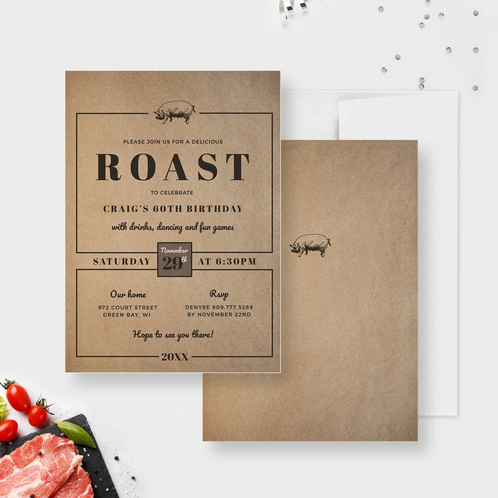 Roast Party Invitation Edit Yourself Template, Pig Roast Barbecue Party Printable Digital Download, Cookout bbq Cookout Invite