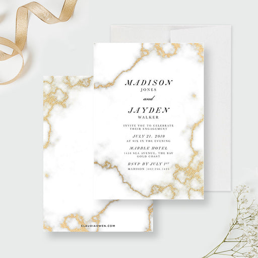 Engagement Party Invitation, Custom Wedding Party We Are Engaged, Marble Wedding Engagement Getting Married Modern Engagement Cards