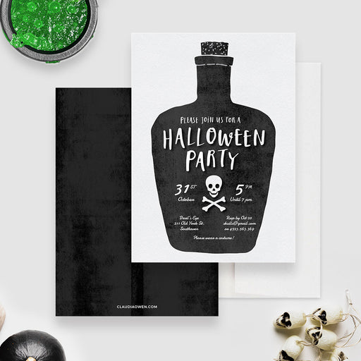 Halloween Party Invitation Edit Yourself Template, Halloween Digital Download Poison Bottle, Halloween Printable Invite Instant Download