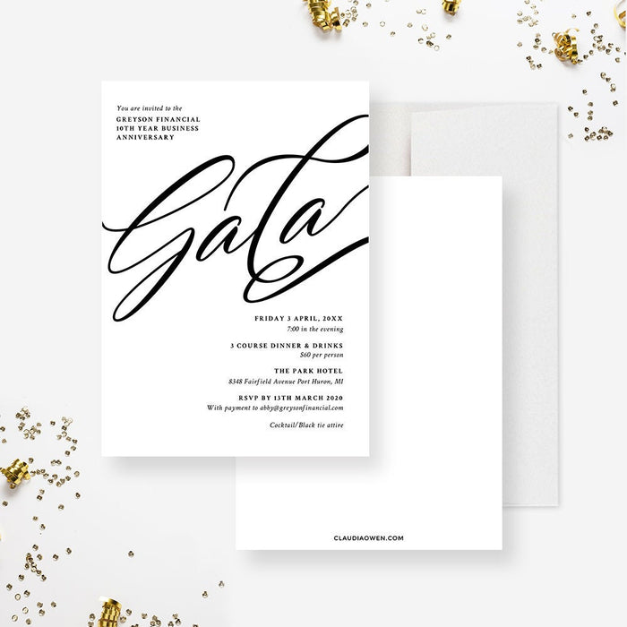 Gala Invitation Editable Template, Professional Event Invitation Digital Download, Corporate Business Work Party Invite Instant Download