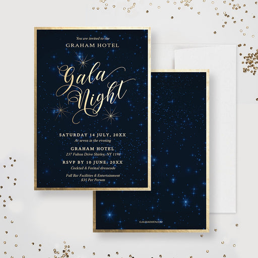 Gala Night Party Invitation Edit Yourself Template, Business Printable Invite Digital Download, Starry Night Sky, Corporate Work Event