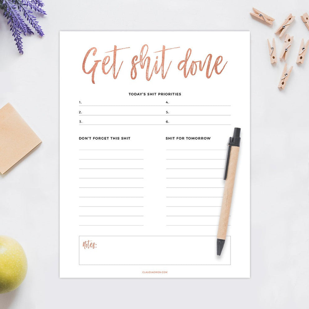 Get Shit Done Printable To Do List Template, Printable Stationary Digi ...