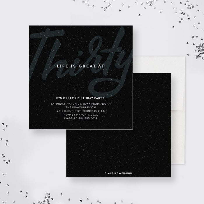 Life is Great at Thirty Birthday Party Invitation, Modern Thirtieth 30th Birthday, 30th Anniversary, Men&#39;s 30th Invites Masculine Design